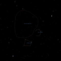 Al-Ḫibāʾ al-Šāmī near the circular star pattern al-Fakka (Corona Borealis).