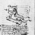 London BL Add 41600 n.b. – leaps to left, shirt, lion-skin cape seems to be standing on centaur’s back, horns, arrow beneath feet