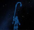 The True Shepherd of Anu with a staff reaching to Auriga (CC BY SMH in Stellarium with drawing by R. Perdok, LWL Planetarium Münster 2016).