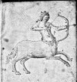 Cambridge, Fitzwilliam Mus Ms 260 n.b. – centaur leaps to right, band at waist, bow drawn
