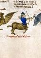 Chantilly, Petit Château Ms 724 (1596) n.b. – centaur leaps to right, with bow drawn, shirt and hat